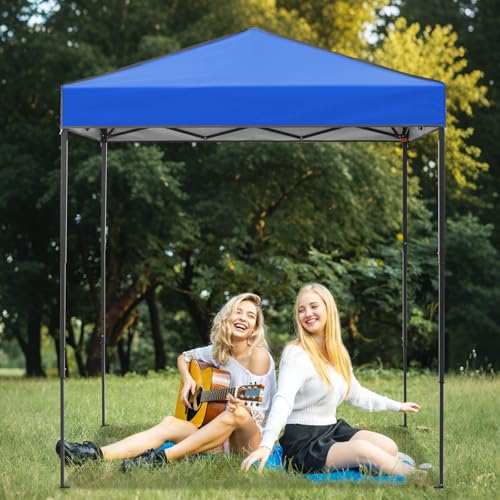 EAGLE PEAK 6x4 Instant Pop Up Canopy Tent, Straight Leg Sun Shelter, Portable Canopy with Carry Bag for Camping, Beach & Sports, Blue - color: Blue, size: No Wall