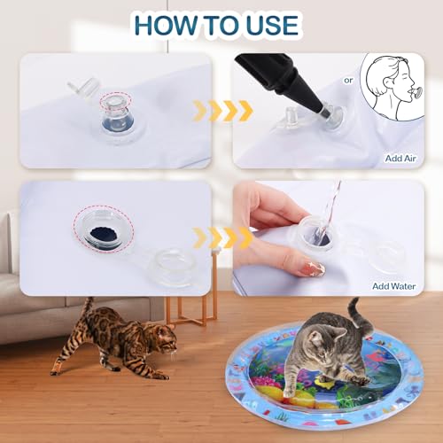 ZALALOVA Water Sensory Playmat for Cats, Thickened Upgraded Cat Dog Toys Bored Pet Animals Kicker Toys Self Play Mat, Interactive Pet Water Sensory Mat Pad Cooling Mat Indoor Outdoor Exercise - style: Circle