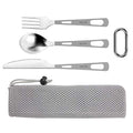 OUTXE Titanium Flatware Polished Knife Fork Spoon Set Lightweight Ti Camping Utility Cutlery Set with Carrying Bag for Traveling Picnic Hiking - color: Polished Knife Fork and Spoon Set