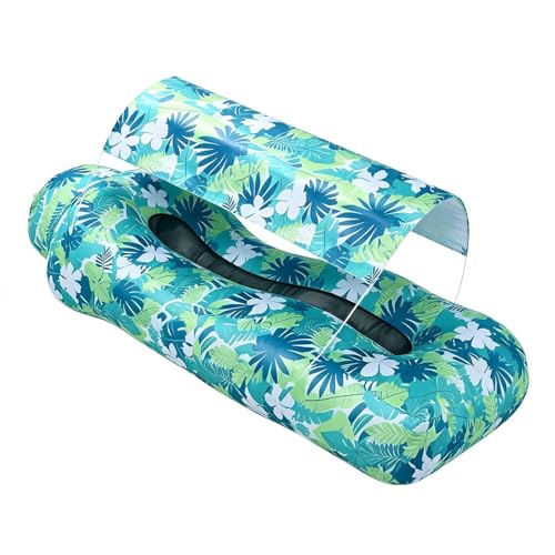 Inflatable Air Lounger with Sun Shade - Camping Air Sofa, No-Pump Blow Up Couch for Outdoor, Portable-Air Hammock, Lightweight Waterproof Fabric for Hiking Picnic Vacation Backyard Seaside - color: Green