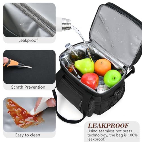 Lunch Box & Lunch Bag for Men Women, Large Insulated Adult Lunch Box, Leakproof Cooler Lunchbox with Bottle Opener for Work Picnic Beach, 16L, Black - color: Black