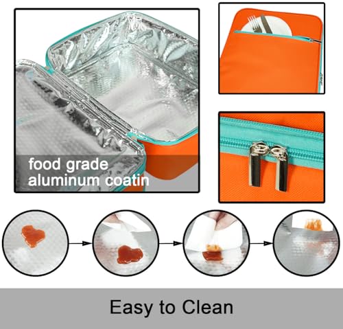 Expandable Casserole Carrier Bag - Double Decker Food Bag, Insulated Casserole Carrier for Hot or Cold Food, Lasagna Holder Tote for Picnics,Beaches,Traveling or Gifts - color: Orange