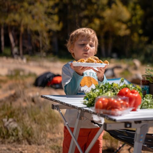 Portal Outdoor Folding Portable Picnic Camping Table with Adjustable Height Aluminum Roll Up Table Top Mesh Layer, Silver - color: Silver, size: Large-35.4"L x 20.9"W