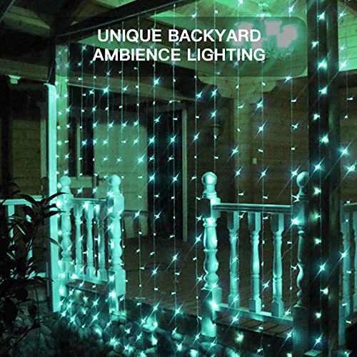 suddus Curtain Lights for Christmas, 200 Led 6.5ft x 6.5ft Hanging String Lights Outdoor, Fairy Curtain Lights for Backdrop, Window, Wall, Party, Garden, Bedroom, Birthday Decorations, Teal - color: Teal, size: USB-200 LED