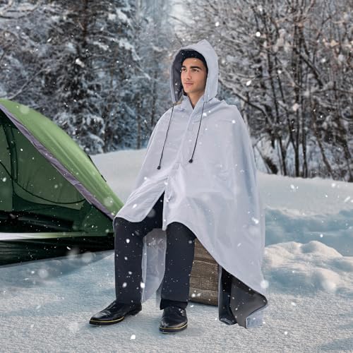 VEVOR Camping Blanket, Large Warm Wearable Stadium Blanket, Waterproof & Windproof, Polyester Fleece, Flame Retardant, Great for Outdoors, Picnics, Hiking, Sports Events, Travel, 79" x 59", Light Grey - color: Light Grey