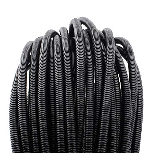 ZhiYo 50 FT 1/4” Wire Loom Split Tubing Auto Wire Conduit Flexible Cover | High Temperature Heat Resistant -40F to 257F | Plastic Cover for Electrical Wires & Cables - color: Black, size: 50 FT 1/4’’