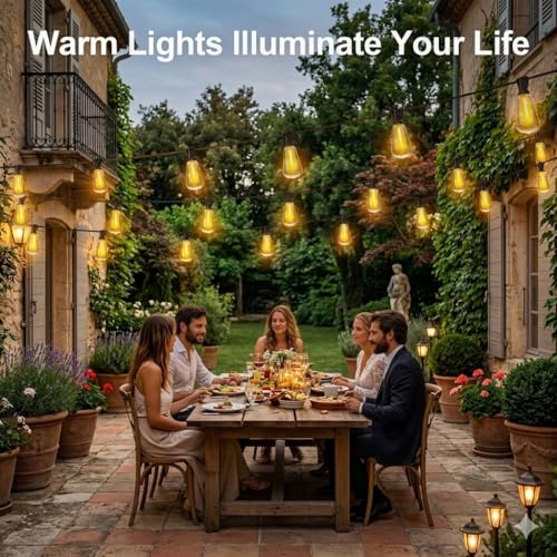 VOLIVO 200FT Outdoor String Lights for Patio, Waterproof Hanging Lights with 65+2 Shatterproof ST38 Edison Bulbs, Dimmable & Connectable Outside String Light for Backyard, Deck, Porch, Balcony - size: 200FT(65 Bulbs)