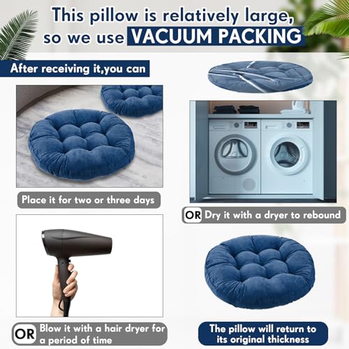 Jerify Floor Pillow Cushions Large Round Square Large Meditation Floor Pillow for Classroom Adult Meditation Picnic Party Seating Learning Daycare School(Round,Navy Blue,4 Pcs) - color: Navy Blue, size: Round