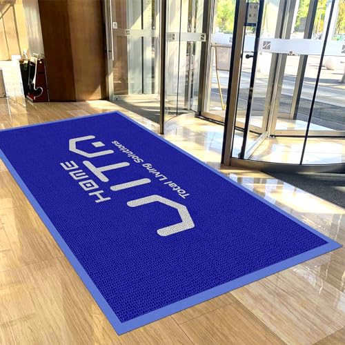 Custom Personalized Commercial Floor Mat with Any Logo Size Color Entryway Welcome Doormat Entrance Carpet for Business Home Indoor/Outdoor Non-Slip Durable Wear Resistance - color: Blue, size: 1.9'x1.3'/60x40cm