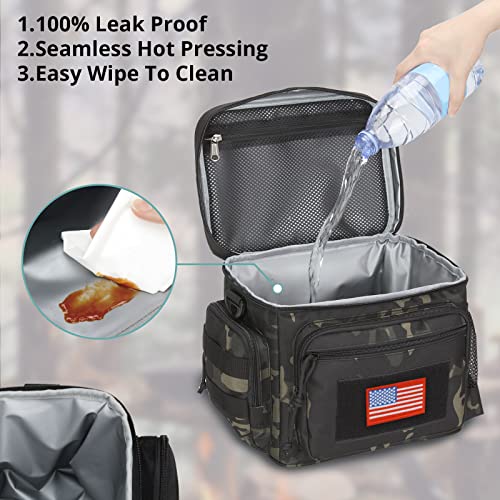 ATRIPACK Lunch Box for Men, Tactical Lunch Bag MOLLE Webbing Leakproof Insulated Large Lunch Cooler Women Adult Meal with Adjustable Shoulder Strap Durable Lunch Pail (Camo-Black) - color: Camo-Black, size: Medium