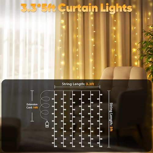suddus Curtain Lights for Bedroom, 90 Led Hanging String Light Outdoor, Fairy Curtain Lights Indoor for Christmas, Dorm, Wall, Backdrop, Window, Wedding, Party, Birthday Decor, Warm White - color: Warm White, size: USB-90 LED