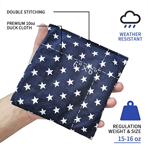 Nattork Cornhole Bags Set of 8 - Premium Corn Hole Bean Bags for Tossing - All Weather Resistant 8 Duck Cloth Double Stiched Corn Hole Bags and Tote Bags - Regulation Size - color: American Flag