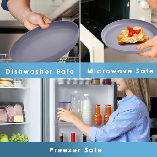40 Piece Plastic Dinnerware Set for 8 with Cutlery, Unbreakable Plates and Bowls Set, Dishwasher & Microwave Safe Reusable Dish Set for Camping, RV, Outdoor Kitchen, Apartment Dining, Gray - color: Gray
