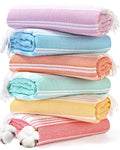 Genovega 6 Oversized Turkish Beach Bath Towel Set Bulk 74"x38" Extra Large Sand Free Quick Dry Swimming Camping Pool Clearance Towels Blanket Essentials Adult Multi LightBlue Rhombus - color: Multi Lightblue Set