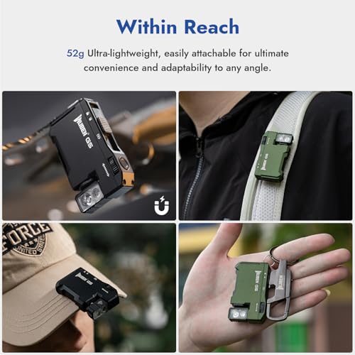 WUBEN G5 Rechargeable EDC Flashlight, Powerful RGB Flashights, 400 Lumens Portable Flat Mini Flashlights, IP65 Waterproof Multi-Mode Magnetic Small Keychain Flashlight for Camping, Emergency (Green) - color: Green