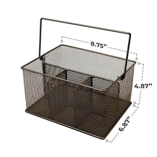 Sorbus® Utensil Caddy — Silverware, Napkin Holder, and Condiment Organizer — Multi-Purpose Steel Mesh Caddy—Ideal for Kitchen, Dining, Entertaining, Tailgating, Picnics, and much more (Bronze) - color: Brown