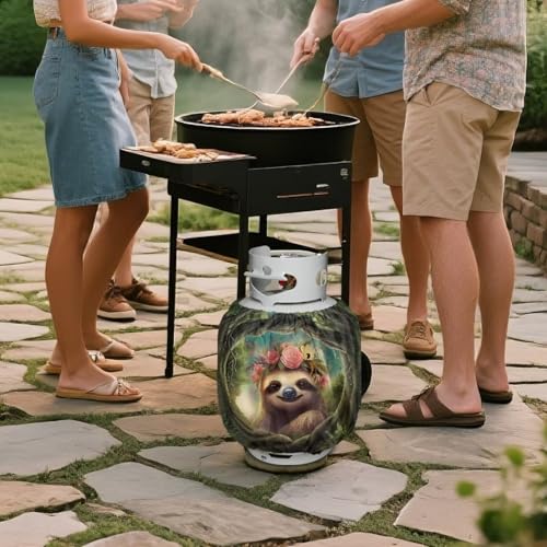 Camper Propane Tank Cover Sloth Outdoor 600D Heavy Duty Waterproof Covers Fits Standard 20 lb Cylinder, 13.7'' x 16.5'' for Rv Trailer - color: Sloth