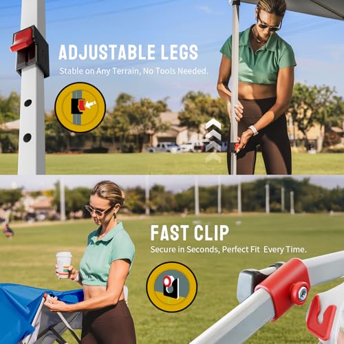 CROWN SHADES 12x12 Pop Up Canopy Outside Canopy, Patented One Push Tent Canopy with Wheeled Carry Bag, Bonus 8 Stakes and 4 Ropes, Blue - color: Blue, size: 12x12