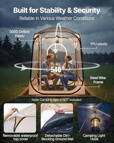 VEVOR Pop up Sports Tent, 8 Sizes Optional Clear Bubble Tent for 1-6 Person, Waterproof Outdoor Pod with Floor Mat & Top Cover, Garden Igloo Dome Tents Camping Shelter for Sports Watching - color: Clear, size: 50" L x 50" W x 66.9" H
