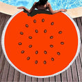 Round Beach Towel Oversized , 59" Circle Beach Blanket with Tassel , Microfiber Round Beach Towel with Fringe , Large Picnic Yoga Mat Kids Play Area Rug , Tropical Fruits Swim Pool Towels (watermelon) - color: Watermelon