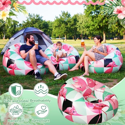 Lunmon 2 Pack Inflatable Bean Bag Chairs, Flamingo Blow up Chairs for Adults, PVC Inflatable Lounge Chair Set for Summer Party, Night Pool Camping Balcony Bedroom Reading - style: Flamingo