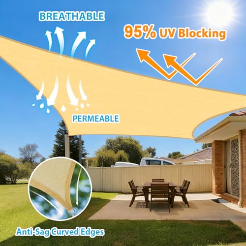 Amagenix Sun Shade Sail Rectangle 10'X16' Sand UV Block Breathable Canopy for Patio Garden Backyard Deck Outdoor, Custom