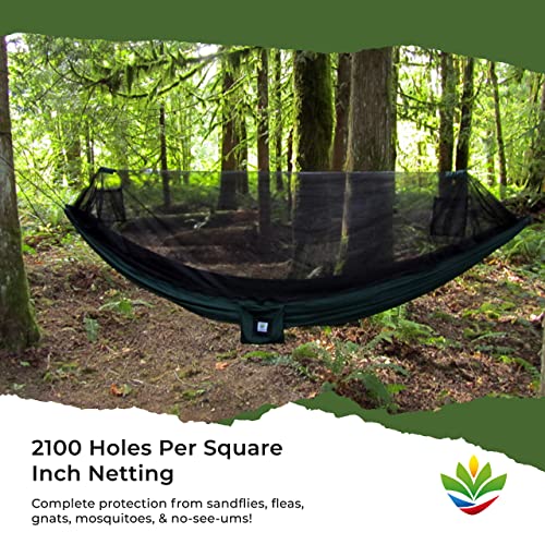 Hammock with Mosquito Net - Fully Reversible Bug Free Hammock Tent, Extra Large Sleeping Space, Bug Proof Netting & Suspension - Change The Way You Camp with Hammock Bliss Quality - No-See-Um No More