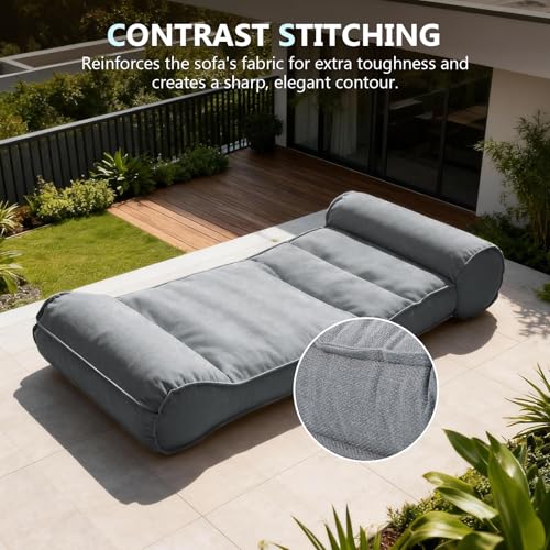 Dineli 83'' Outdoor Chaise Lounge Chair Patio Lounger for Outside, Pool Lounge Chairs Lazy Floor Lounger Meditation & Yoga Chair Waterproof Sunbed Outdoor Lounge Furniture for Garden Beach, Dark Gray - color: Dark Gray, 83'' Length