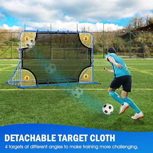 Soccer Baseball Volleyball Rebounder Net, Quick-Switch Angle Dual-Sided/Dual/Three Mode Goal Net Multi-Sport Pitchback Rebound for Control, Passing Practice, Easy Setup Bounce Back Training Gifts - size: 6FTx4FT