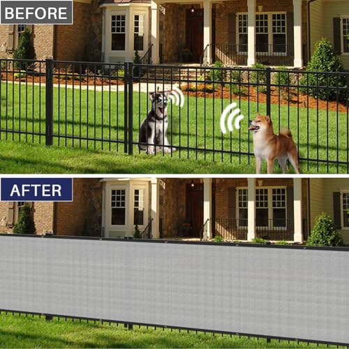 Windscreen4less Privacy Fence Screen Heavy Duty Windscreen Fencing Mesh Fabric Shade Net Cover with Brass Grommtes for Outdoor Wall Garden Yard Pool Deck, 6'x3' Light Gray - color: Light Gray, size: 6' x 3'