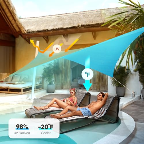 Quictent 12x16ft 185G HDPE Rectangle Sun Shade Sail Canopy 98% UV Block Outdoor Patio Garden with Hardware Kit (Turquoise) - color: Turquoise, size: 12 x 16 ft, style: Rectangle