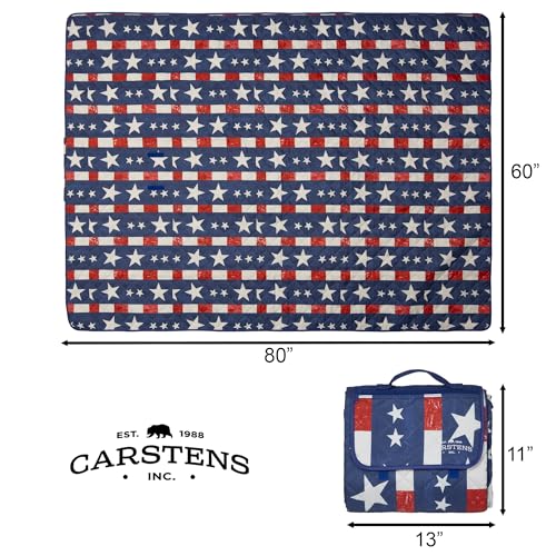 Carstens, Inc. Easy Pack Waterproof Sandproof Picnic Blanket, Lightweight Foldable Outdoor Camping Beach Mat, Large 60"x80", American Plaid - color: American Plaid