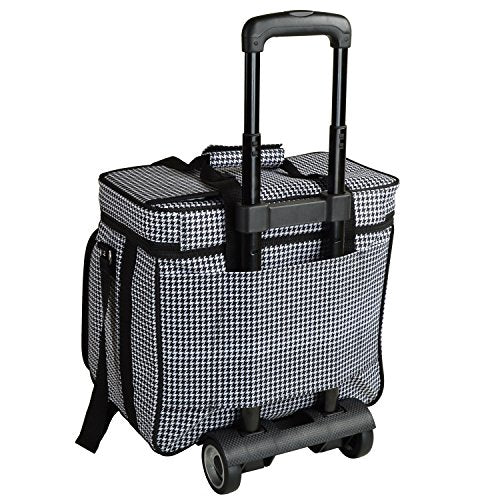 Picnic at Ascot Original Insulated Picnic Cooler with Service for 4 on Wheels-Designed & Assembled in the USA - color: Houndstooth