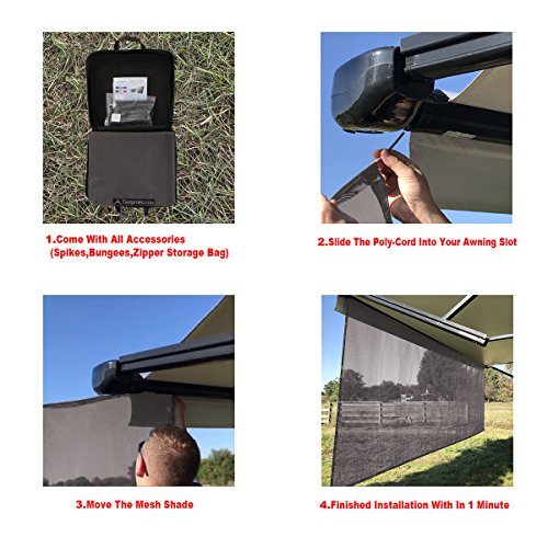 Tentproinc RV Awning Sunshade Screen 6' X 16' 3''- Mesh Sun Shade for RV Awning Sunscreen Block Front UV Glare Motorhome Camping Trailer Awning UV Sunblocker -3 Year Warranty (Brown) - color: Brown, size: 6' x 16'3'' -Actual Measurement