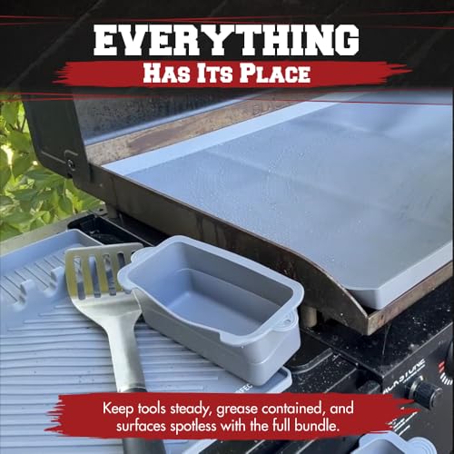 KITCHEN PERFECTION Ultimate Kit for Blackstone Griddle 36 Inch - Silicone Griddle Cover Mat + Griddle Accessories Mat + 2 PCS Silicone Grease Cup Liners Hermetic Protection from Rust & Debris All Year - color: Orange 36 inch Ultimate Kit