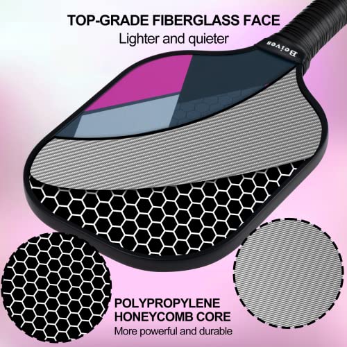 Pickleball Paddles, USAPA Fiberglass Pickleball Paddles Set of 4, Pickleball Set with 4 Pickleball Rackets, Including 4 Pickleballs & 1 Carry Bag, Pickle Ball Paddles Set for Men, Women - color: 4.Green&Pink-set of 4