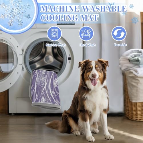 Purple Starry Crystal Ribbon Cooling Gal Pad Mat Cat Cooling Mat Outdoor Portable Breathable Pad for Dog Crate Dog Mats Non-Toxic Cool Cat Bad for Summer Home Sofa Car Outdoor 28" x 22"