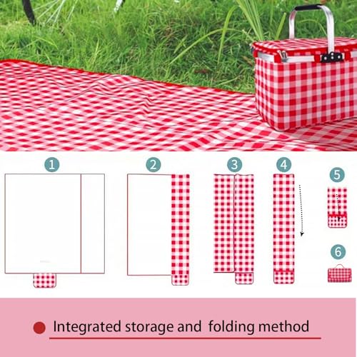 Super large Portable Thin Waterproof Beach Blanket, Suitable for Outdoor Camping use, 78x78 inch Foldable Outdoor mat, Suitable for Camping, Parks, Families, Adults, Children, and Pets (Red XXL) - color: Red