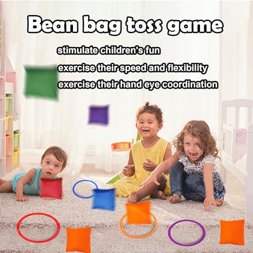 3 in 1 Carnival Games Set,39PCS Soft Plastic Cones Cornhole Bean Bags Ring Toss Game,Carnival Combo Set Toss Games for Kids Adult Birthday Party Indoor Outdoor Games Supplies,Yard Lawn Games