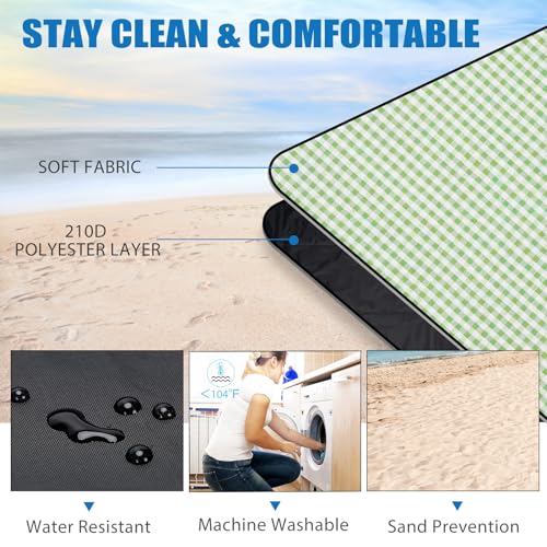G GOOD GAIN Picnic Blankets Outdoor Extra Large - Waterproof Picnic Blanket with Carry Strap | Machine Washable Picnic Mat with Sandproof Backing for Park, Grass, Camping, Hiking, Concerts (Lime) - color: Lime