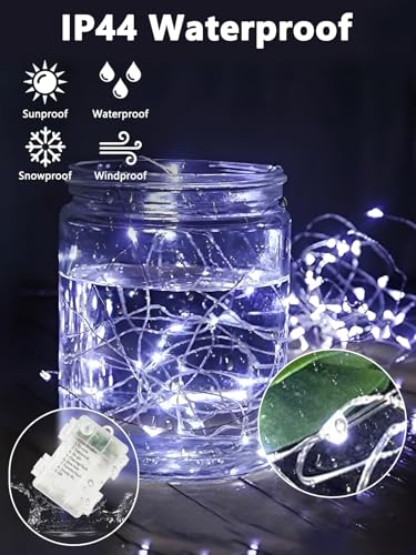 2 Pack Fairy Lights Battery Operated with Remote Control & Timer, Each 26FT 80 LED String Lights Outdoor Indoor, 8 Modes Twinkle Light for Christmas Party Wedding Birthday Bedroom Décor (Cool White) - color: Cool White, size: 2 Pack 80led