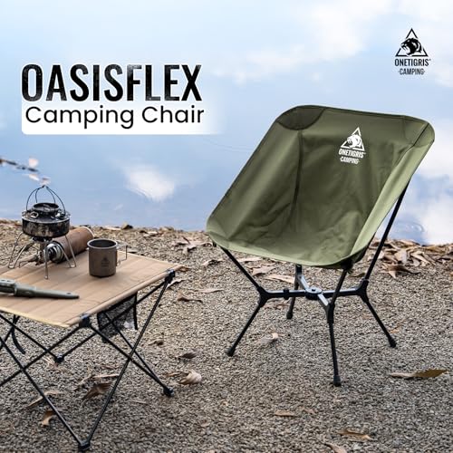 ONETIGRIS OasisFlex Camping Chair,Portable Chair with Carry Bag,Great for Camping,Beach,Picnic,Park,Lawn,Sports and Outdoor Events - color: Ranger Green