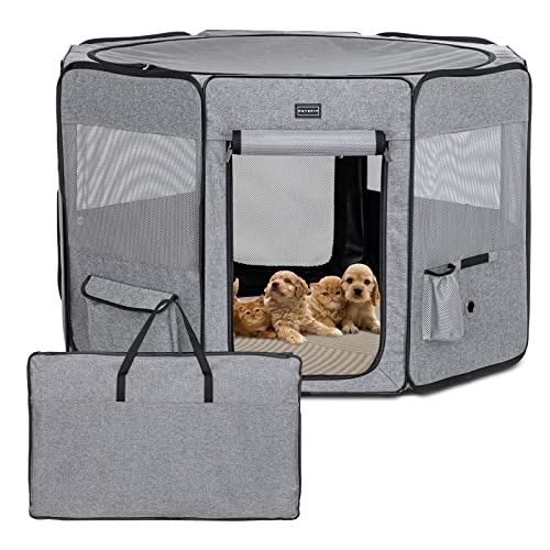 Petsfit Portable Dog Playpen 36" Portable Pet Play Pens for Small Medium Dogs, Cat Playpen Indoor/Outdoor with Carring Case, Removable Zipper Top and Bottom,Medium (36"x36"x21")