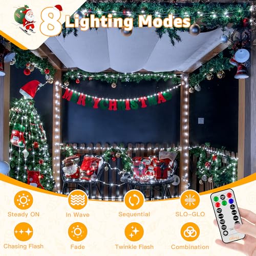 Ollny Outdoor Christmas Lights 1000LED 328FT, Cool White Fairy Lights IP67 Waterproof, Plug in String Light with Remote 8 Modes Timer, Xmas Light for Outside Indoor House Tree Decorations - color: Cool White, size: 1000 LEDs