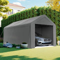 Carport 10x20 Heavy Duty Portable Garage w/Removable Sidewalls & Roll-Up Door Car Canopy Party Tents Waterproof UV Resistant All Weather Car Port for Trucks,Boats(Grey)