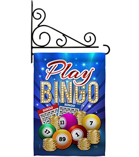 Play Bingo Garden Flag Set Wall Holder Interests Game Bunco Night Dice Poker Hobbies Leisure Activity Small Decorative Gift Yard House Banner Double-Sided Made In USA 13 X 18.5 - size: Garden Flag Set 13"x 18.5" w/ Wall Holder