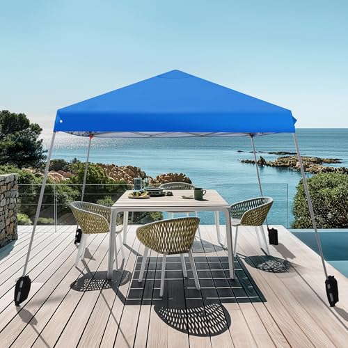 MFSTUDIO 12x12 Pop up Canopy Tent, Gazebo Shelter Sun Shade Canopies Patio Portable Popup Tents Easy Setup Waterproof with 9x9ft Top, for Beach,Parties,Picnics - color: Blue, size: 12x12ft