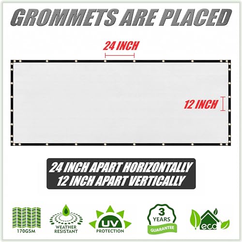 ColourTree Customized Size White 3' x 5’ Balcony Privacy Screen, Apartment Porch Railing Patio Fence Windscreen Fabric Cloth - Commercial Grade 170 GSM - 3 Years Warranty - Cable Zip Ties Included - color: White, size: 3' x 5' Custom Size