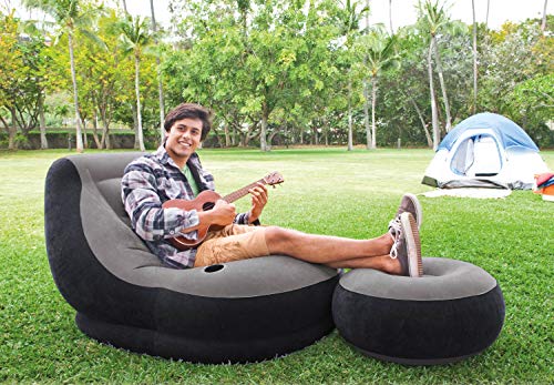 Intex Inflatable Ultra Lounge Chair with Cup Holder and Ottoman Set (3 Pack) - size: 3 Pack