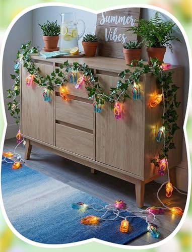 8.5FT Flip Flop String Lights 10 LED Colorful Slipper Lights – Tropical Beach Party Decorations, Waterproof Connectable Outdoor Plug in Fairy Lights for Patio Camping Luau Holiday Decor, UL Listed - color: Beach Slipper